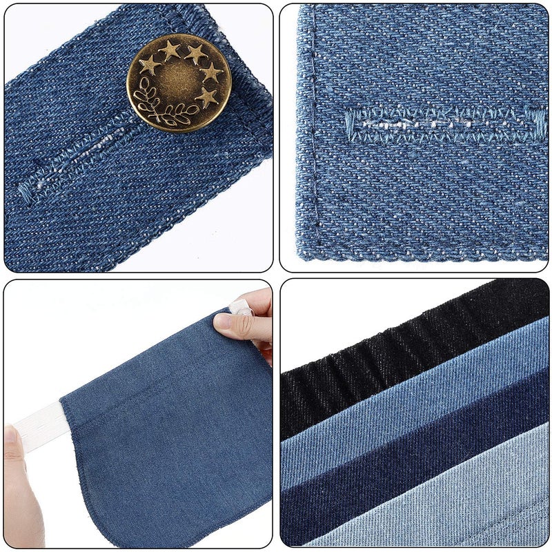 WILLBOND 8 Pcs Maternity Pants Extender Bulk Adjustable Pregnancy Jeans Extender Button Elastic Bands for Belly Women Men(Assorted Colors) - Image 3